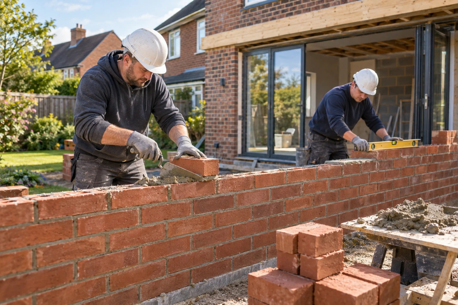 Builders work illustrated in a newly generated photograph